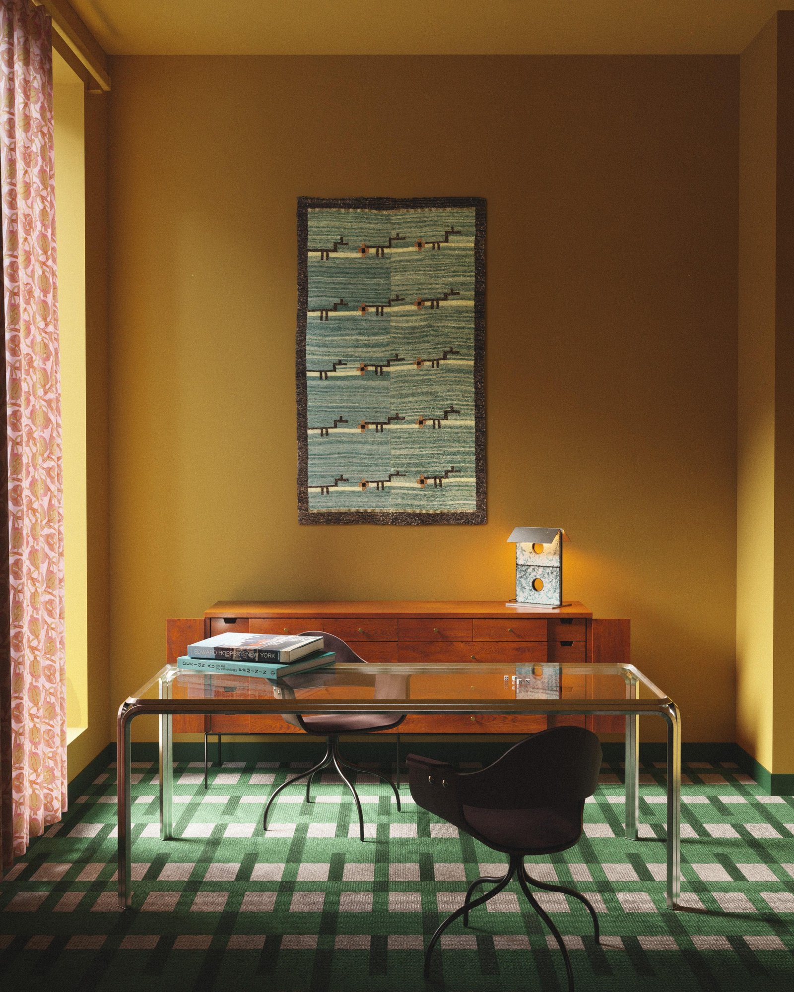 Lambert & Fils Bolda table lamp in a vintage italian office with table by Chris Fusaro