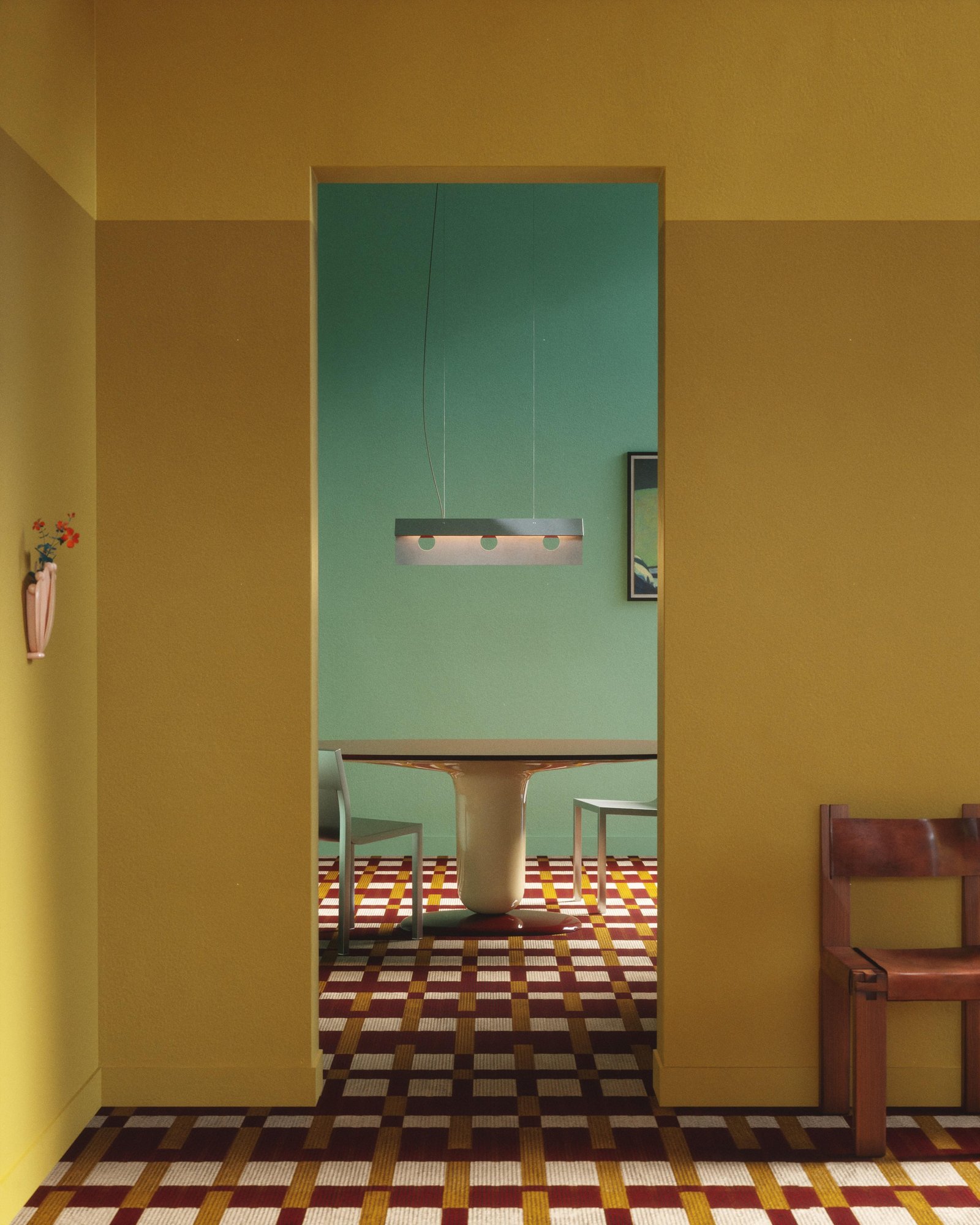 Lambert & Fils Bolda suspension lamp over a Barcelona Design Jaime Hayon table.