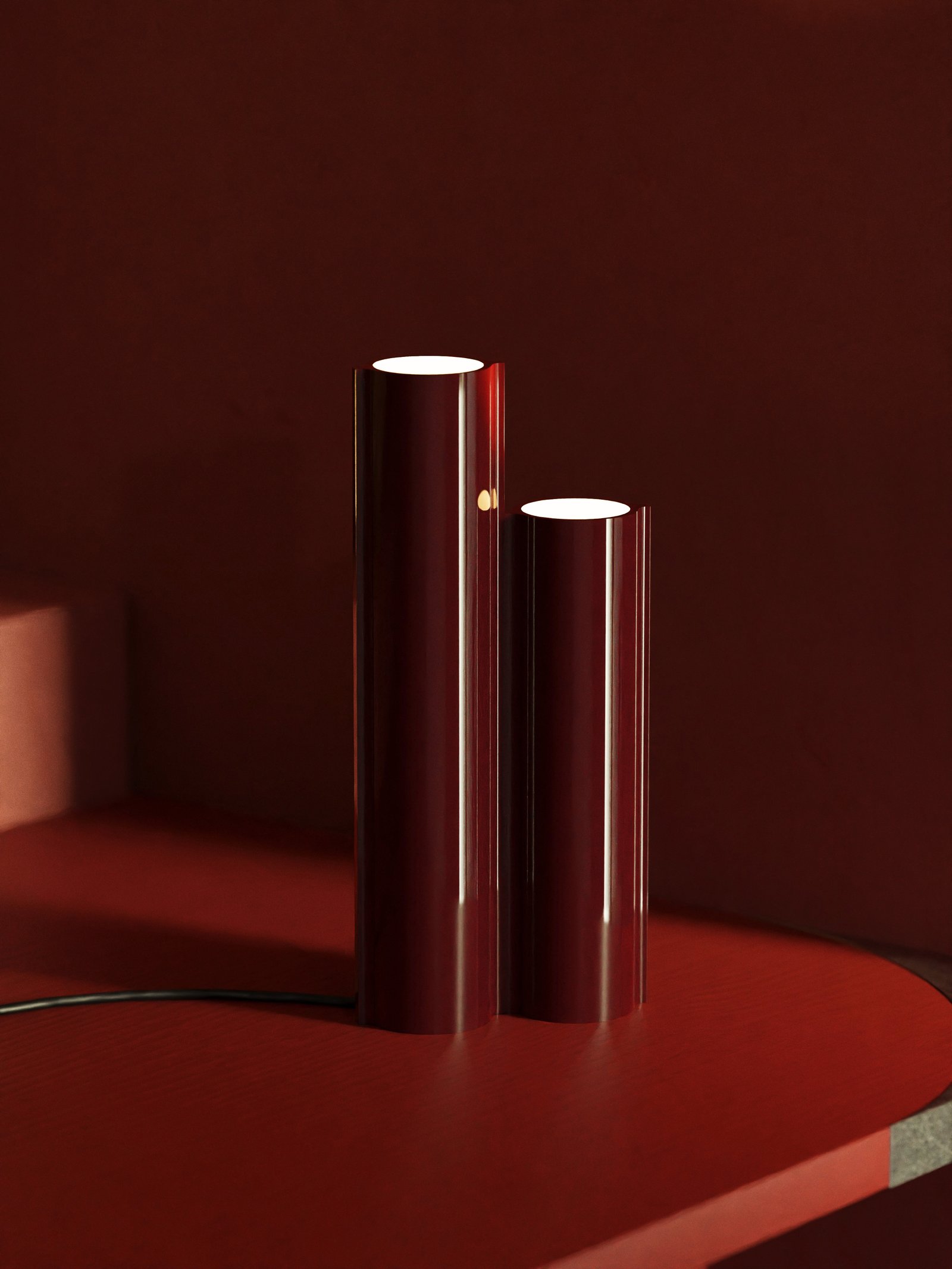 Lambert & Fils Silo table lamp in a red moody setting